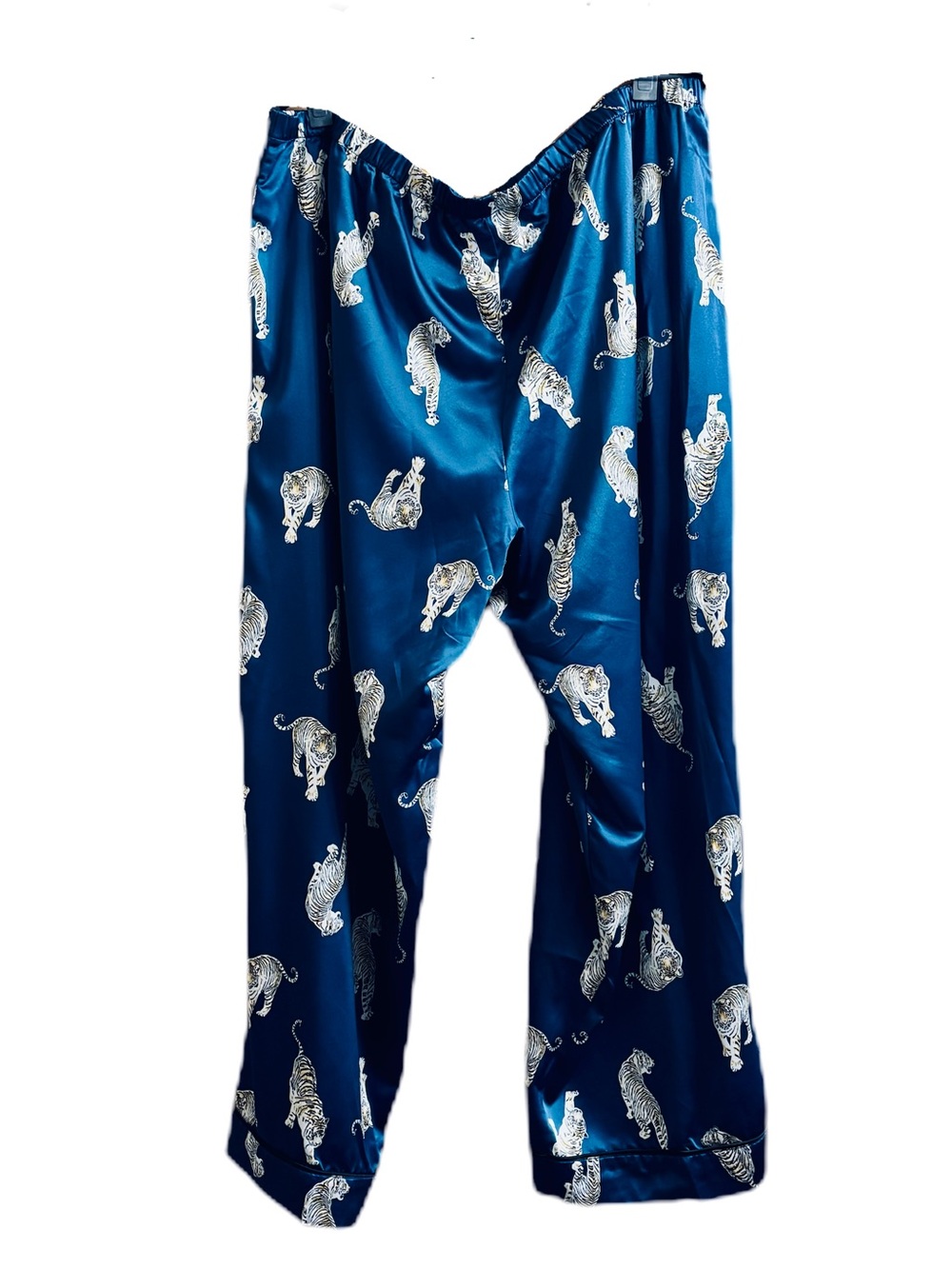 Joyspun Blue jewel tone Satin Tiger Print Women's Pajama Pants